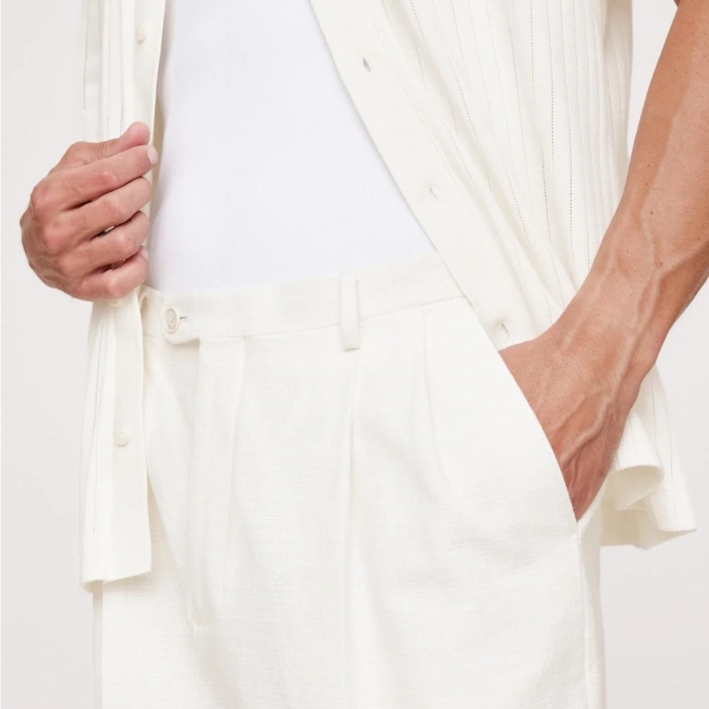Banana Republic Men's Pleated Cotton-Linen Blend Suit Pant
